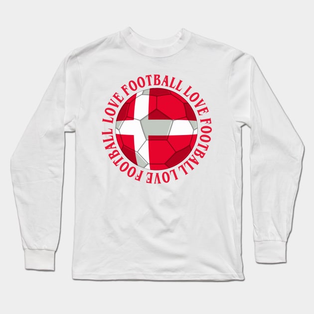 DENMARK- Danish Cross Football Soccer Icon Long Sleeve T-Shirt by IceTees